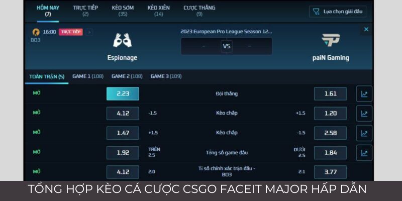 Cá Cược CSGO FACEIT Major - Chiến Thuật Cược Bất Bại 2 Tổng hợp kèo cá cược CSGO hấp dẫn nhất